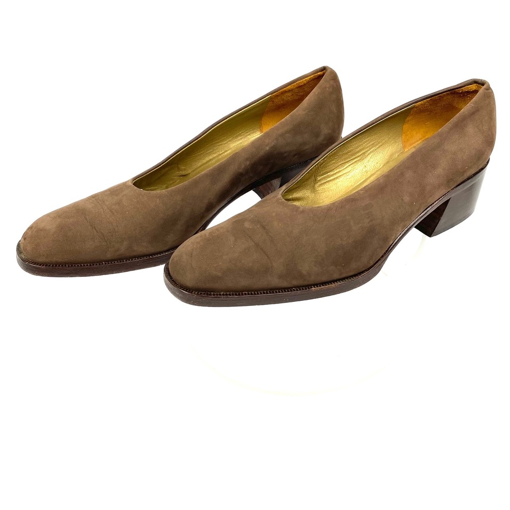 Vintage Via Spiga for Neiman Marcus Brown Suede Square Toe Pumps Heels Italy 8.5